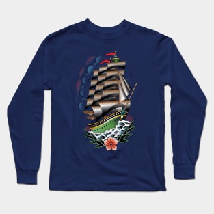 Traditional Tattoo Ship Long Sleeve T-Shirt